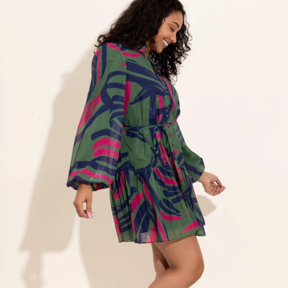 Alden Adair Adele Dress Drop Waist Balloon Sleeve Gorgeous! NEW NWT Large - Picture 5 of 12